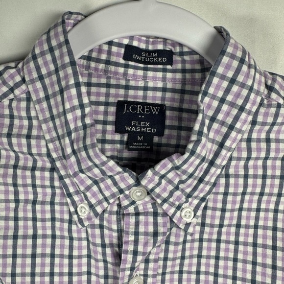 J.Crew Slim Untucked Flex Washed Short Sleeve Button Up Shirt Plaid M - Picture 2 of 4